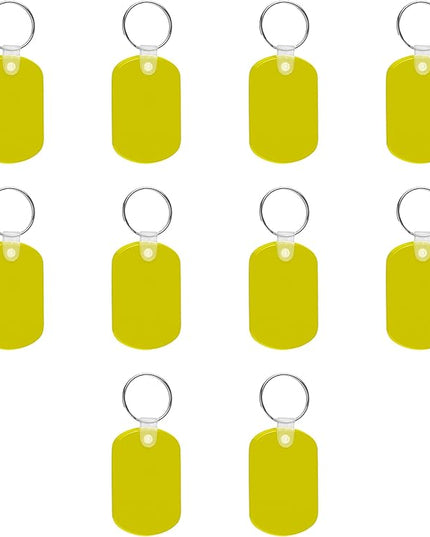 DISCOUNT PROMOS Tag Soft Plastic Keychains - 10 pack -Small Key Tag Chain For Staying Organized - Rubber Key Ring Keychain – Yellow
