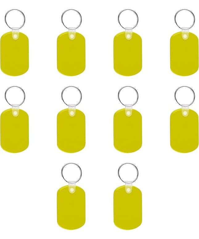 DISCOUNT PROMOS Tag Soft Plastic Keychains - 10 pack -Small Key Tag Chain For Staying Organized - Rubber Key Ring Keychain – Yellow