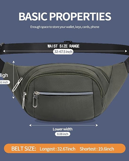 DAITET Crossbody Fanny Pack for Men&Women,Large Waist Bag & Hip Bum Bag with Adjustable Strap for Outdoors Workout Traveling Casual Running Hiking Cycling