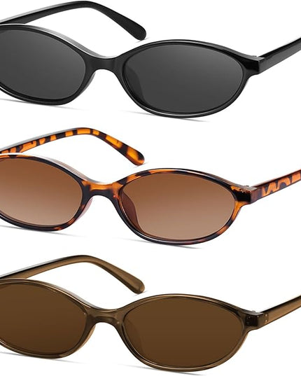 Retro Oval Cat Eye Sunglasses for Women Y2k Designer Trendy Narrow Shades UV protection Sun Glasses
