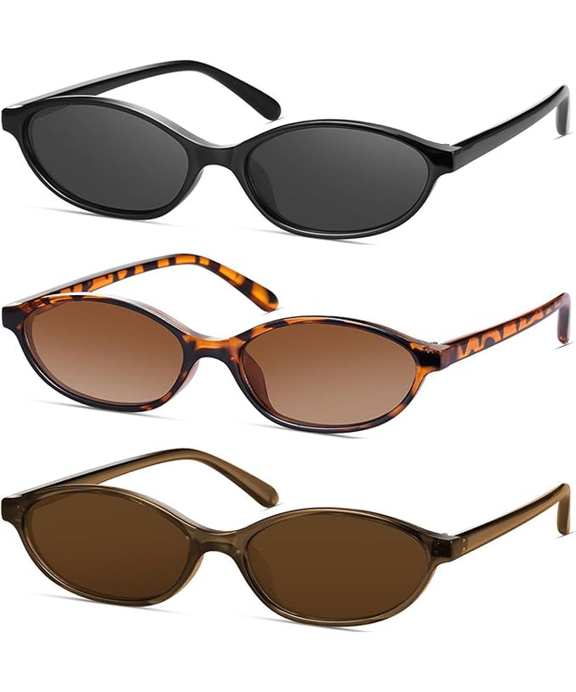 Retro Oval Cat Eye Sunglasses for Women Y2k Designer Trendy Narrow Shades UV protection Sun Glasses