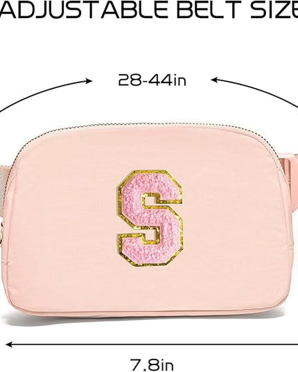 Gitus 6 7 8 9 10 Year Old Girl Gifts Belt Bag Fanny Pack Crossbody Bags with Initial Letter Patch Things for Teen Girls Easter Gifts for Girls Travel Essentials（Coral Pink-S）