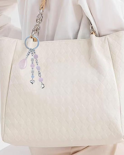 Cute Crystal Keychains Boho Key Rings for Car Keys Kawaii Bag Accessories Charms Bling Healing Teardrop Keyring Handmade