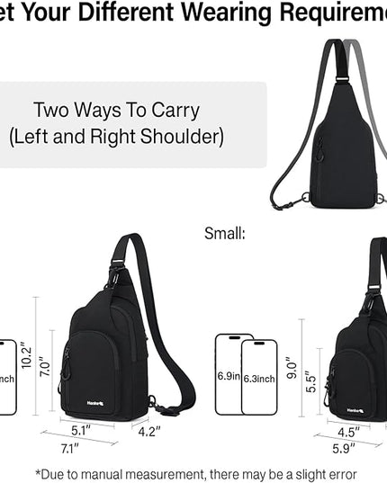 Hanke Crossbody Sling Bag for Women Men, Small & Large Casual Cross Body Sling Bags, Chest Bag for Outdoor Hiking Travel