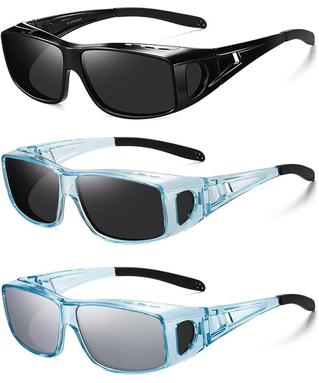 Wzerry Sunglasses Fit Over Glasses Polarized for Men Women, Wrap-Around Glasses UV400 Protection for Driving and Outdoor