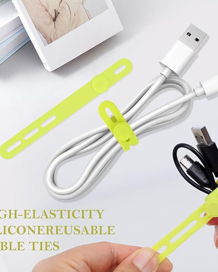 Donruby 30Pcs Silicone Cable Ties - Reusable & Washable with Adjustable Locking Buckles, High Elasticity Cable Management Straps for Home, Office, School, Travel Essential Cord Organizer (Light Green)