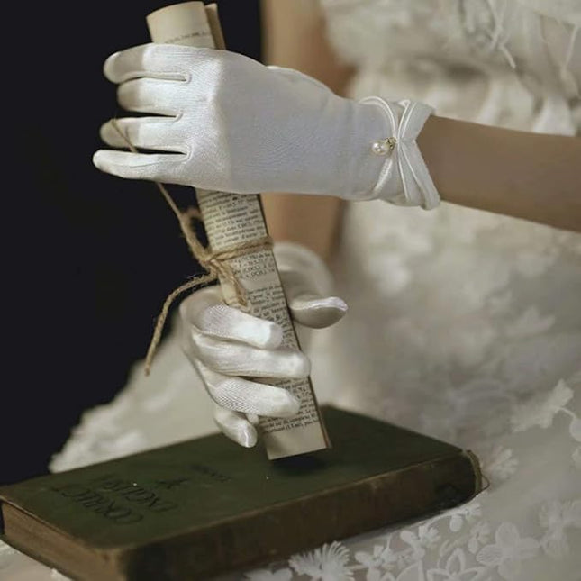 Satin Wedding Dress for Women Opera Party 1920s Gloves Wrist Length Gloves