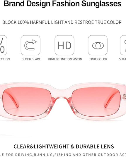 Dollger Rectangle Sunglasses for Women Men Trendy Retro Fashion Sunglasses UV 400 Protection Square Fram