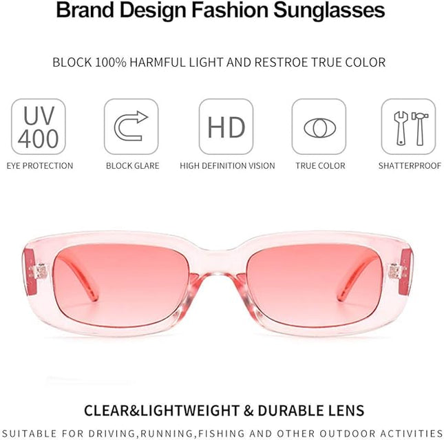 Dollger Rectangle Sunglasses for Women Men Trendy Retro Fashion Sunglasses UV 400 Protection Square Fram