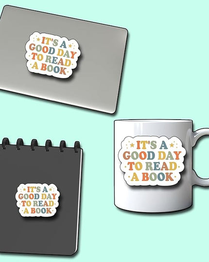 (3Pcs) It's A Good Day to Read A Book Sticker, Decorate Books Laptop Phone, Water Bottles Kindles Stickers, Tumbler Waterproof Vinyl Decorate Sticker 3" Inch