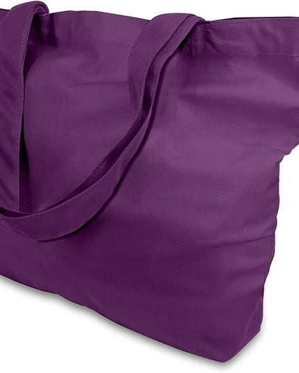 TOPDesign 1-Pack Super Strong Large 12oz Cotton Canvas Tote Bag, Reusable Grocery Shopping Cloth Bag, Fashionable Two-Tone Tote for Crafts, DIY Your Creative Designs