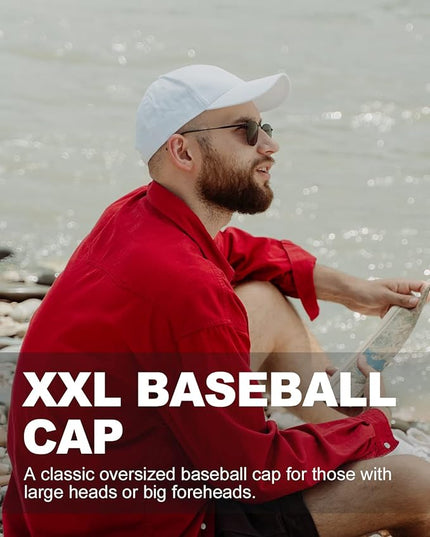 Zylioo XL XXL Oversize Baseball Cap, 100% Cotton Adjustable Dad Hat for Big Heads 23.5"-25.5", Soft Crown Large Size Cap