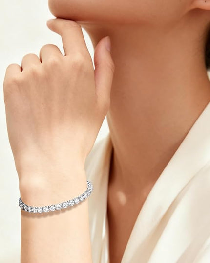 SUNFEEL Birthstone Bracelet Jewelry for Women Sterling Silver with Gold Plated Tennis Bracelet Classic Bolo Adjustable Chain Anniversary Birthday Gifts for Women Mom Wife Her