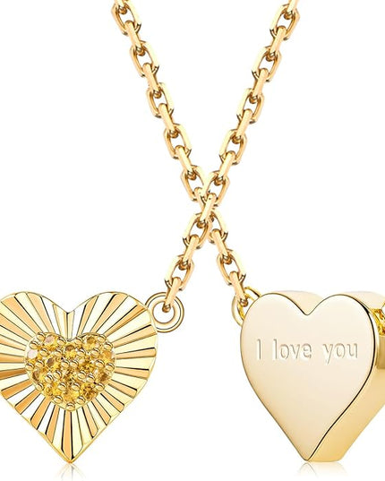 Dainty 14k Gold Heart Necklace, Birthstone Necklace for Women Trendy, Tiny Cubic Zirconia Choker Pendant Necklaces, Cute Love Jewelry Birthday Gifts for Girlfriend Daughter Niece Wife Her