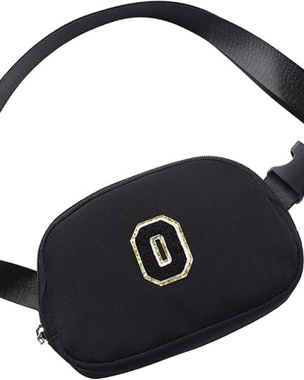 Glratn Initial Letter Belt Bag Crossbody Bags Fanny Pack For Girls，Birthday Gifts for 6 7 8 9 10 11 12 13 14 15 Year Old Girls,Purse for Kids,Cute Teen Trendy Stuff Travel Essentials.（Black-O）