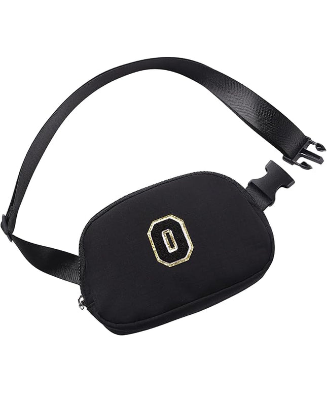 Glratn Initial Letter Belt Bag Crossbody Bags Fanny Pack For Girls，Birthday Gifts for 6 7 8 9 10 11 12 13 14 15 Year Old Girls,Purse for Kids,Cute Teen Trendy Stuff Travel Essentials.（Black-O）