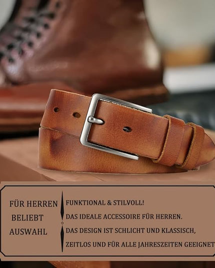 DOOPAI Men's Genuine Leather Casual Belt -Full Grain Leather Belt for Men- 1.5" Handmade Jeans Belt with Gift Box