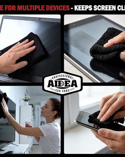 AIDEA Microfiber Cleaning Cloth Black 20PK, Microfiber Towels for Cars, Premium Car Cloth, Dusting Cloth Lint Free Cleaning Rags for SUVs, House, Kitchen, Window, Workshops,12×12"