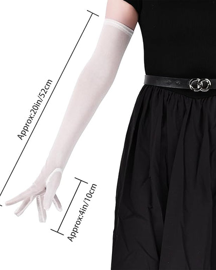 THARAHT Women Long Gloves with Satin Elbow Length for 1920s Opera Tea Party Costumes Bridal Evening Dress