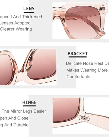 Vintage Women Oversized Sunglasses Designer Luxury Square Sun Glasses UV400 Protection Flat Lens