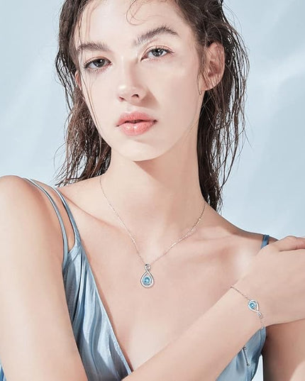 FANCIME Love Bracelet 925 Sterling Silver Infinity Birthstone Bracelets for Women Fine Jewelry Birthday Christmas Gifts for Her Mom Wife, Chain Length 6.7"+1.2" Extend