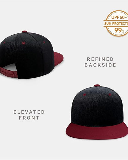 CHOK.LIDS Flat Bill Visor Classic Snapback Hat Blank Adjustable Brim High Top End Trendy Color Style Plain Tone Baseball Cap