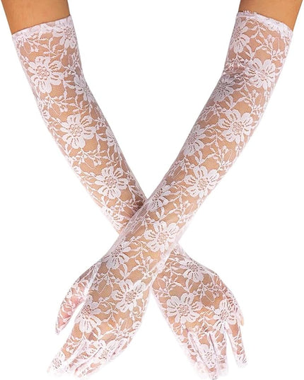 Campsis Floral Lace Gloves Long Lace Gloves