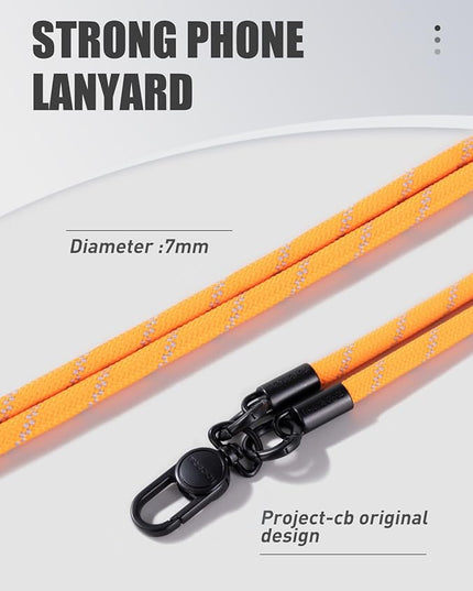 project-cb Phone Lanyard×1,Phone Tether Tab×2,Cell Phone Lanyards for Around the Neck,Rope Lanyard,Universal Adjustable Phone Strap Crossbody,Cell Phone Chain(Orange)