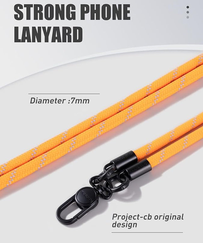 project-cb Phone Lanyard×1,Phone Tether Tab×2,Cell Phone Lanyards for Around the Neck,Rope Lanyard,Universal Adjustable Phone Strap Crossbody,Cell Phone Chain(Orange)