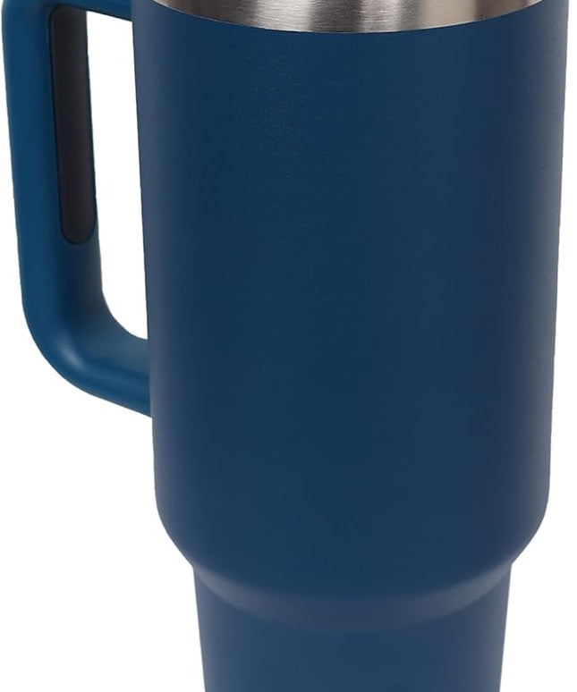40oz Insulated Tumbler with Handle, Leakproof Straw Lid & Carry Handle - Double Wall Vacuum Insulation Keeps Ice 24 Hours, BPA Free Stainless Steel Water Bottle (Charcoal Blue)