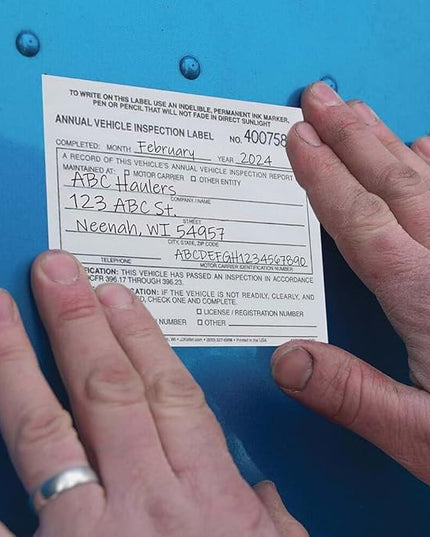 J. J. Keller 100-Pack, Record of Annual Inspection Form with Inspection Label & Prenumbered Vinyl Adhesive Label 2-Ply, 2-Ply Carbonless Form, DOT Compliant