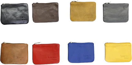 LEATHER FARM's lambskin leather coin pouch/coin purse for both mens and womens. (GREY)