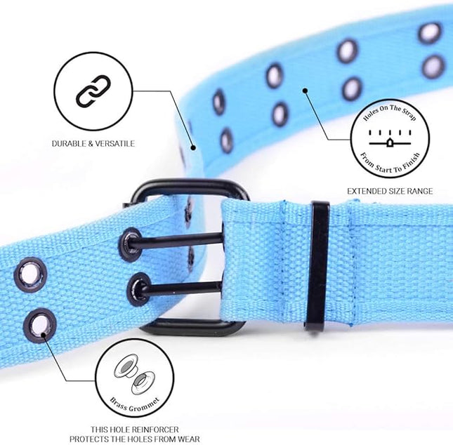 Boxed Gifts Parquet Casual Canvas Belt - Double Hole, Double Grommets for Men & Women