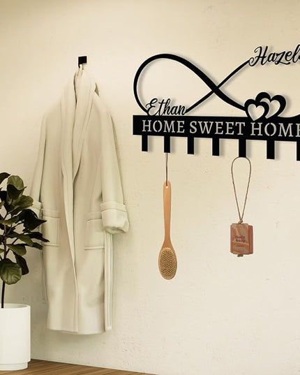 Personalized Metal Couple's Name Key Holder, Custom Infinity Key Hook,Metal Wall Mount Custom Name Hooks, Name Letter Wall Decoration Key Hooks, Key Hanger Decor, Key Organizer for Room, Wedding Gift