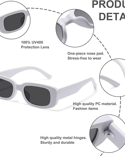 JASPIN Rectangle Sunglasses for Women Men Trendy Y2k Retro 90s Sun Glasses UV Protection Cool Square Frame