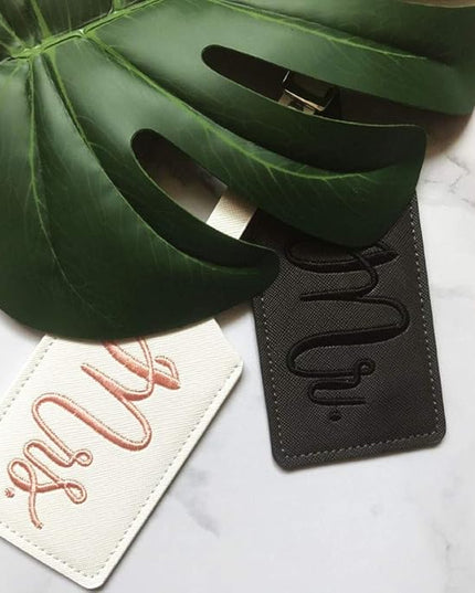 Mr and mrs passport covers and luggage tags gift set，Honeymoon embroidery Travel Luggage Tags Passport Cover for Wedding Bridal Shower Gift