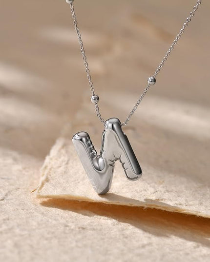 LUCA SMITH Initial Necklaces for Women, Dainty Balloon Bubble Letter, Name Letter Alphabet Pendant Layered Choker Chain Jewelry Gift