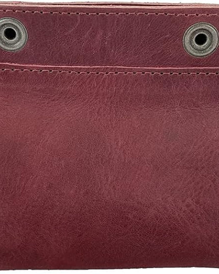 Hide & Drink, Leather Double Snap Pouch, Coin Purse, Cash & Card Holder, Cable Organizer, Makeup, Handmade Includes 101 Year Warranty (Sangria)