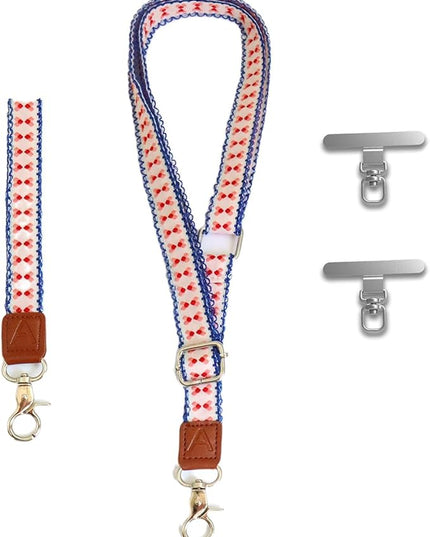 LEMEDE Wrist Keychain and Adjustable Phone Lanyard, Silver Hook Phone Crossbody Strap with 360° Rotating Phone Pads