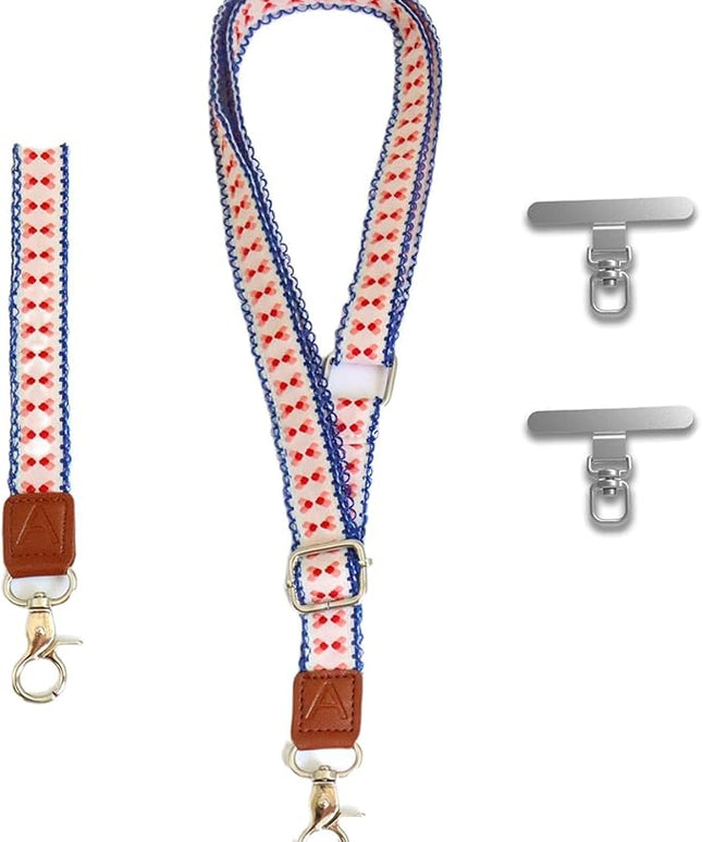 LEMEDE Wrist Keychain and Adjustable Phone Lanyard, Silver Hook Phone Crossbody Strap with 360° Rotating Phone Pads