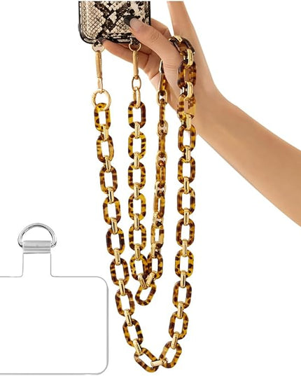 Phone Crossbody Chain Cell Phone Lanyard,Acrylic Shouder Strap Universal Cellphone Chain Strap with Tether Patches Compatible with Most Phones Bag Purse (P)