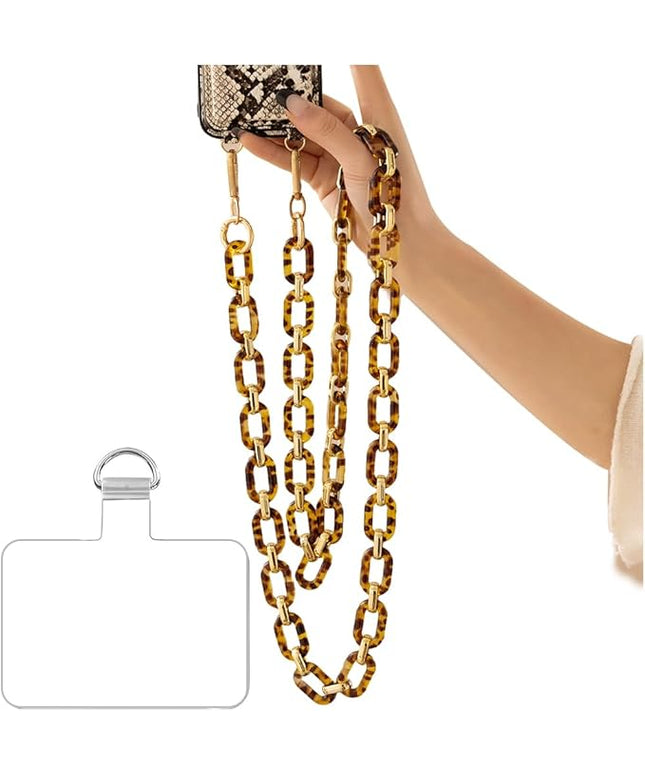 Phone Crossbody Chain Cell Phone Lanyard,Acrylic Shouder Strap Universal Cellphone Chain Strap with Tether Patches Compatible with Most Phones Bag Purse (P)