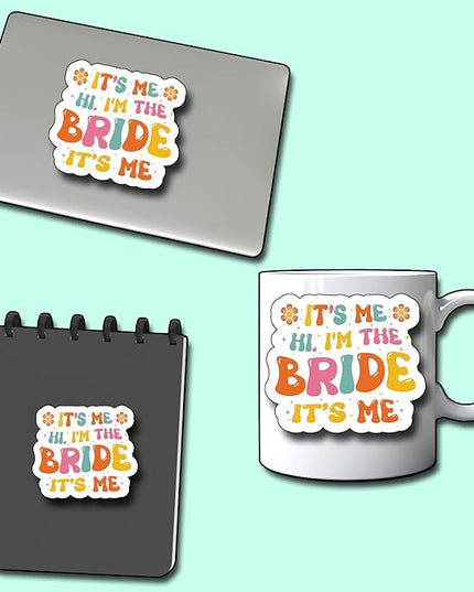 (3Pcs) It's Me Hi I'm The Bride It's Me Sticker, I'm The BrideDecorate Books Laptop Phone, Water Bottles Kindles Stickers, Tumbler Sticker Waterproof Vinyl Decorate Sticker 3" Inch