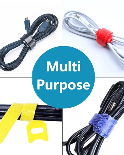 100 Pack 5 Color Reusable Cable Ties Multi Color Releasable Cable Straps Adjustable Hook and Loop Colorful Cable Wire Tidy for PC Cable Management