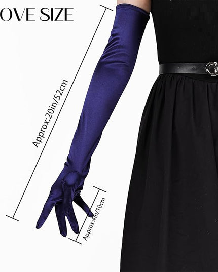 THARAHT Women Long Gloves with Satin Elbow Length for 1920s Opera Tea Party Costumes Bridal Evening Dress