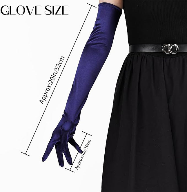 THARAHT Women Long Gloves with Satin Elbow Length for 1920s Opera Tea Party Costumes Bridal Evening Dress