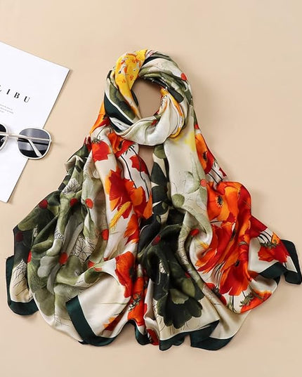 Fashion Scarves Scarf 100% Silk Feeling Scarf Silk Like Scarves Long Lightweight Sunscreen Shawls for Women
