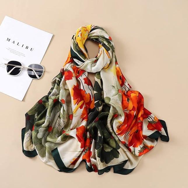 Fashion Scarves Scarf 100% Silk Feeling Scarf Silk Like Scarves Long Lightweight Sunscreen Shawls for Women