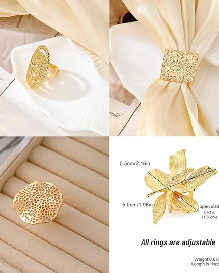 KISS WIFE Goldenen Silvery Black Kunckle Rings Set for Women, Dainty Simple Trendy Cute Stackable Finger Rings Pack, Perfect for Stacking Layering on Thumb and Knuckle, Mixed Size, Jewelry Gift