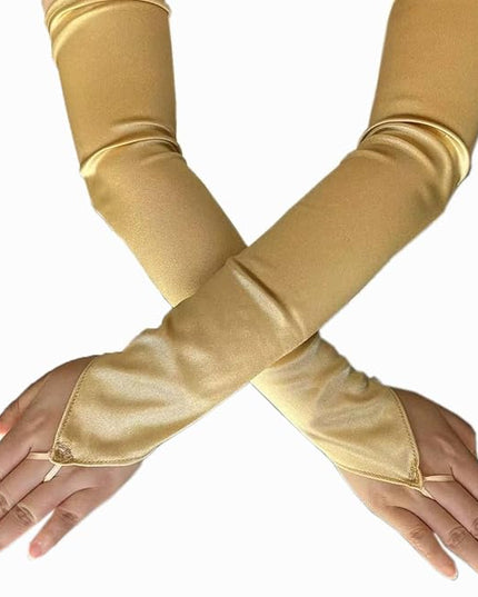 Fingerless Long Glove 1920s Satin Stretchy Elbow Length Opera Party Gloves